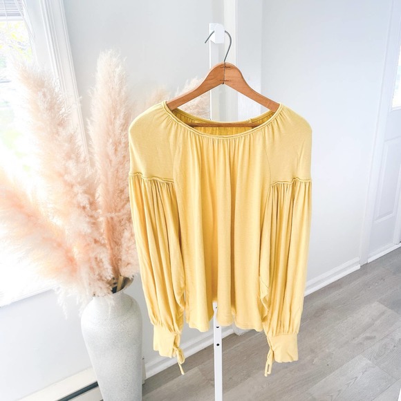 Free People Tops - Free People Beach Oversized Balloon Sleeve Top Womens Small Golden Yellow